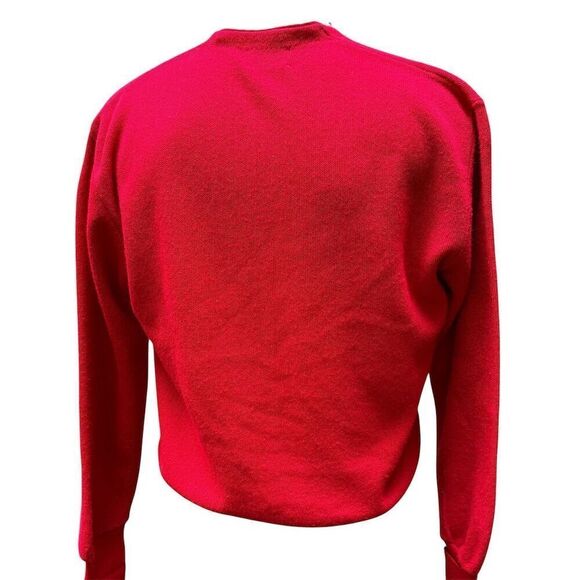 Vintage 70s The Fox Collection XL Lipstick Red Cardigan Sweater Mr. Rogers - Picture 8 of 9